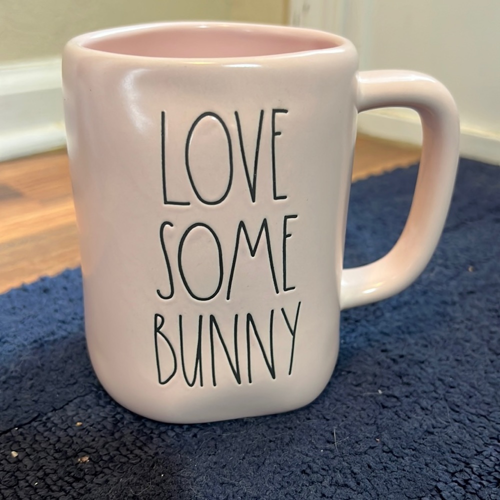Rae Dunn Pink Ceramic Love Some Bunny Mug